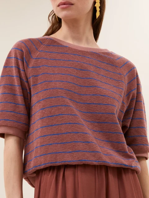 Top - Neva Slub Stripe, Withered Rose Stripe