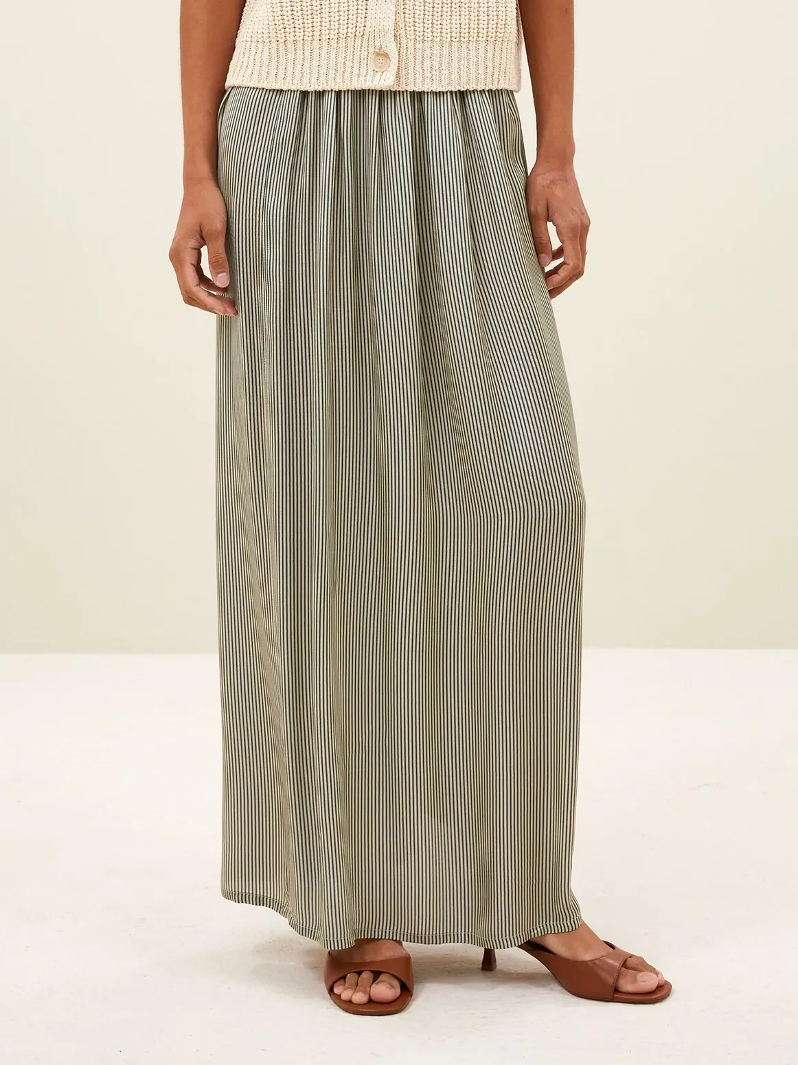 Rock - Reva Viskose, Green Stripe