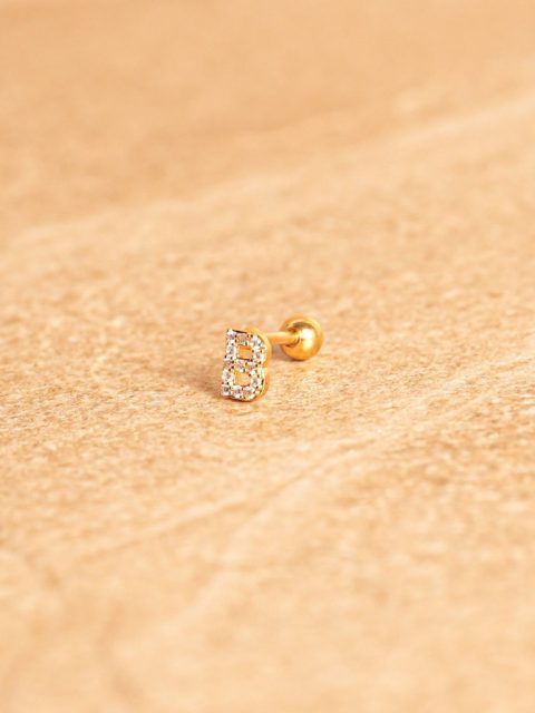 Ohrstecker - Mini Letter, B, Gold Plated