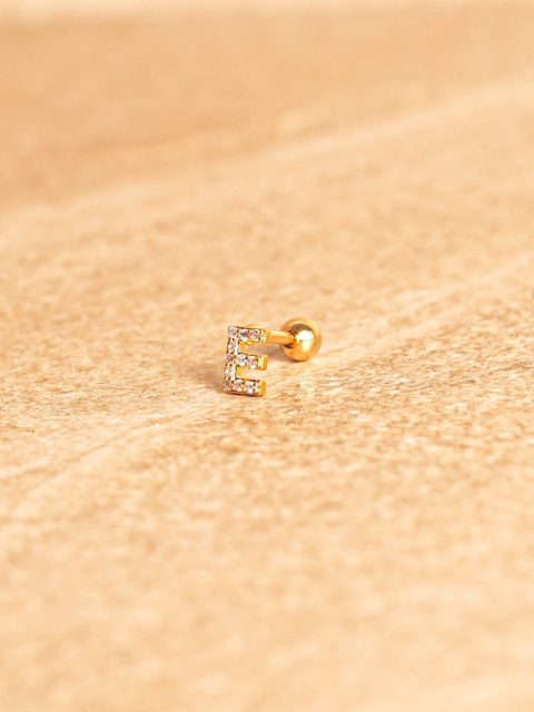 Ohrstecker - Mini Letter, E, Gold Plated
