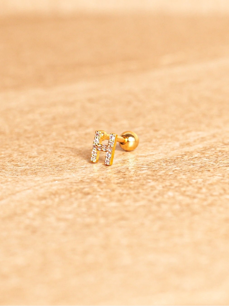 Ohrstecker - Mini Letter, H, Gold Plated