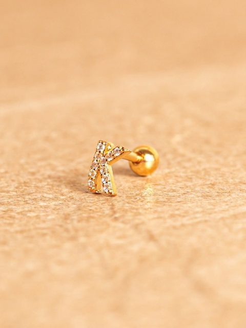 Ohrstecker - Mini Letter, K, Gold Plated