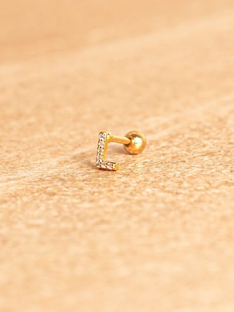 Ohrstecker - Mini Letter, L, Gold Plated