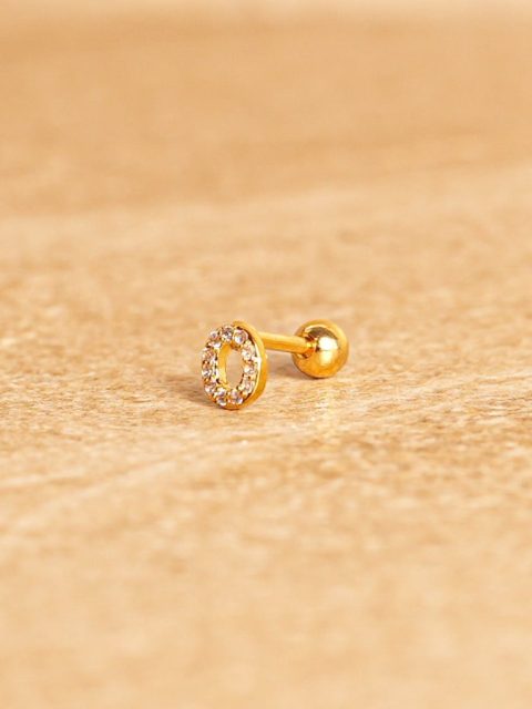 Ohrstecker - Mini Letter, O, Gold Plated
