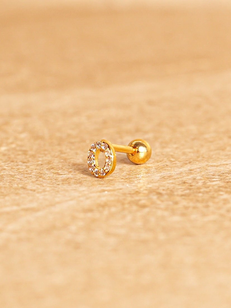 Ohrstecker - Mini Letter, O, Gold Plated