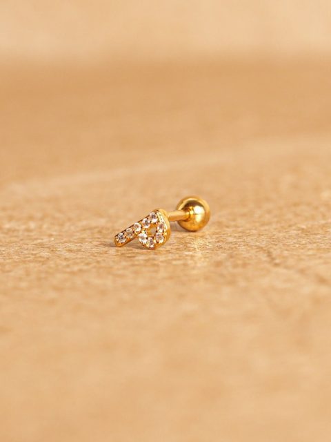 Ohrstecker - Mini Letter, P, Gold Plated