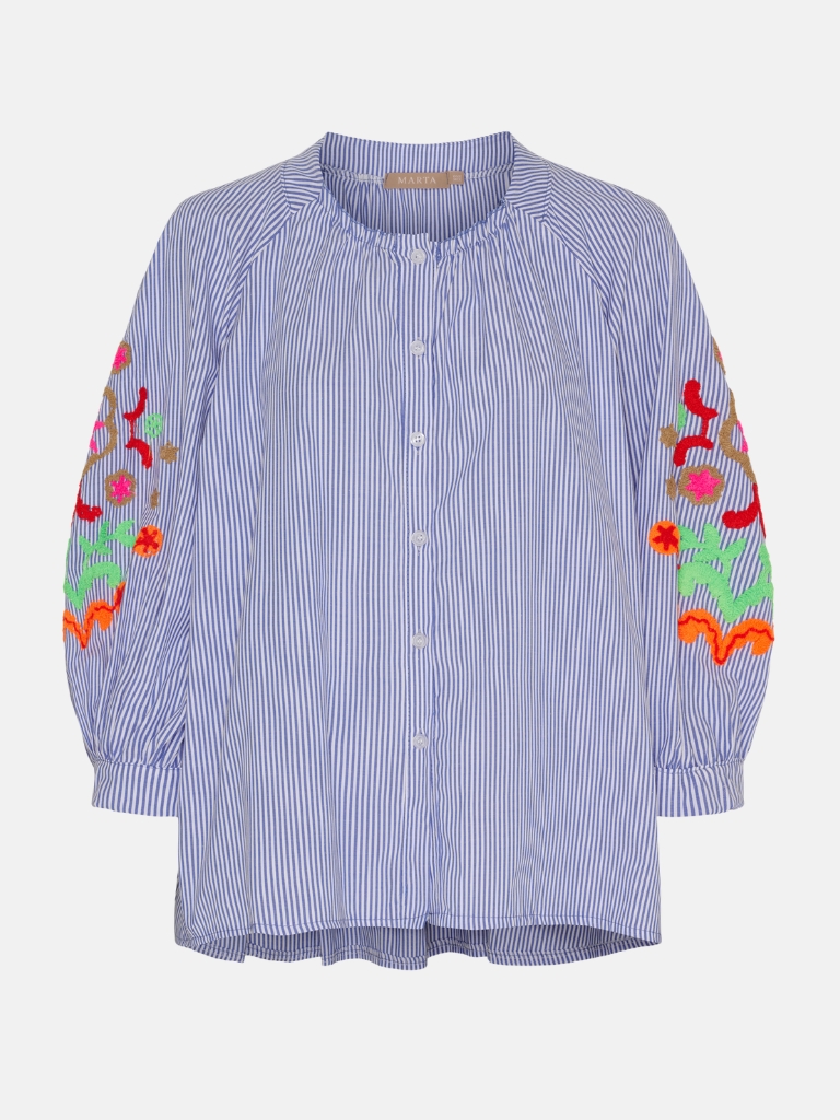Bluse- MdcAleta, Blue Denim Stripe
