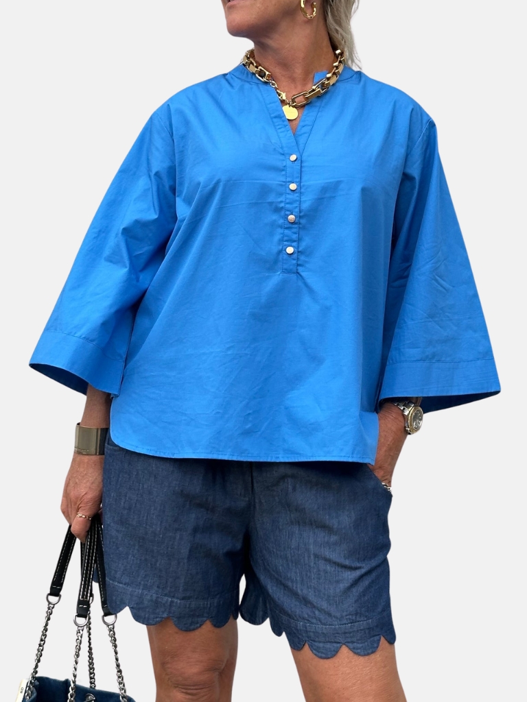 Gaspar Bluse - Mumbai Poplin, Blue