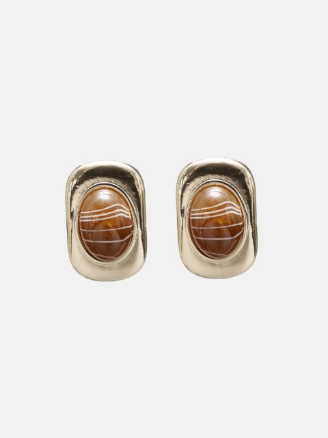 Ohrringe - Eden Stone, Gold with Marble Brown