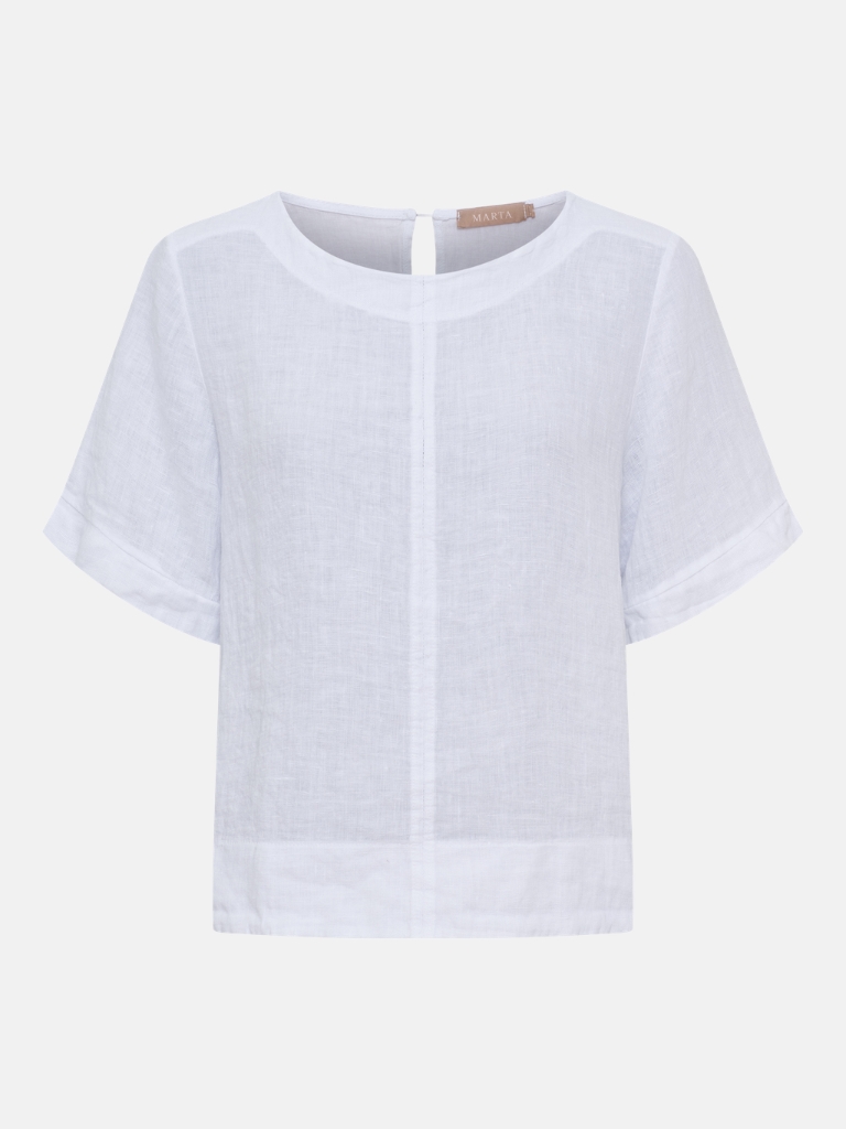 Top - MdcCeyla Leinen Shirt, Optical White