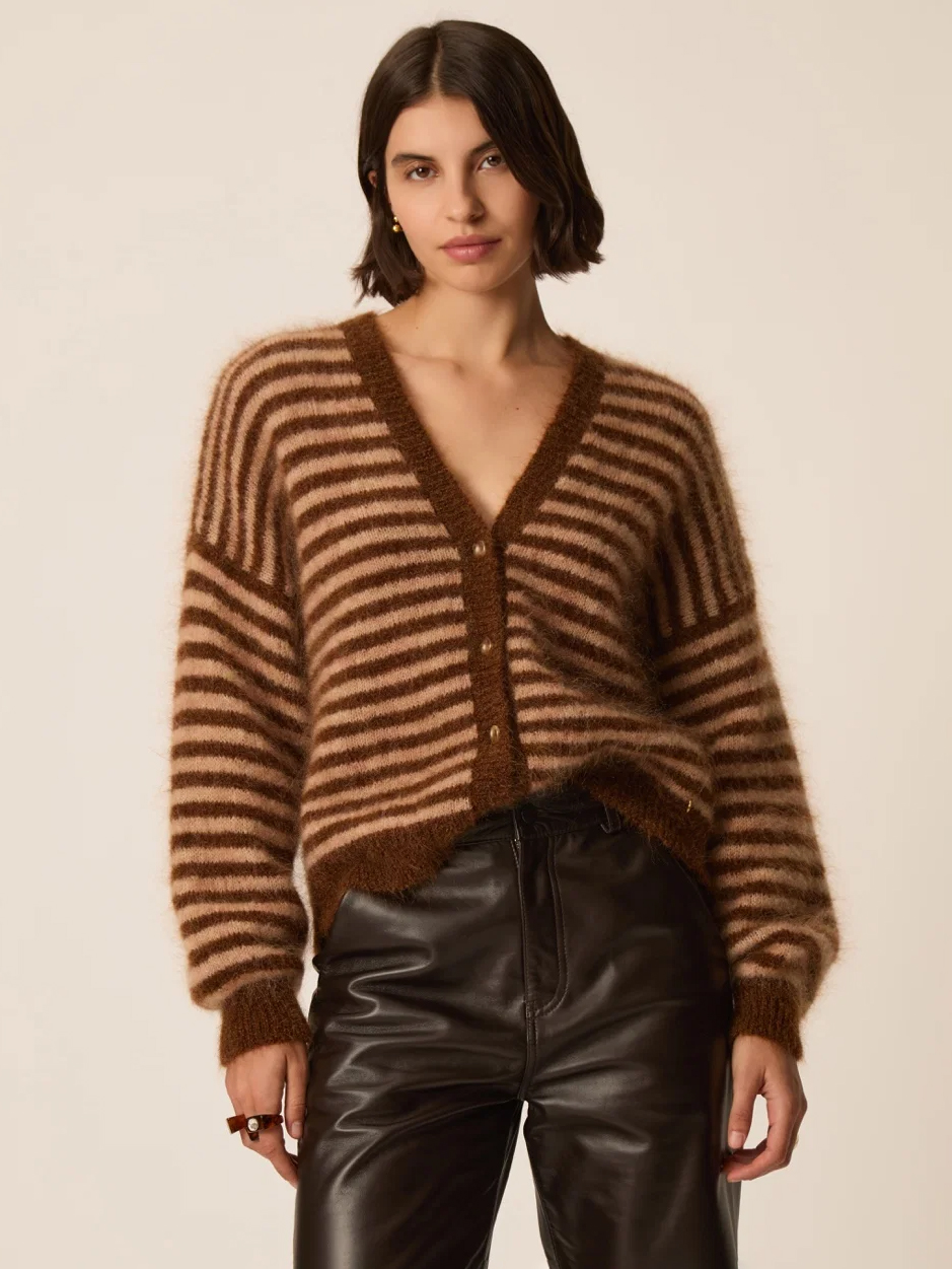 Cardigan - Alvaro, Cognac Chiné / Blush Chiné – Bild 2