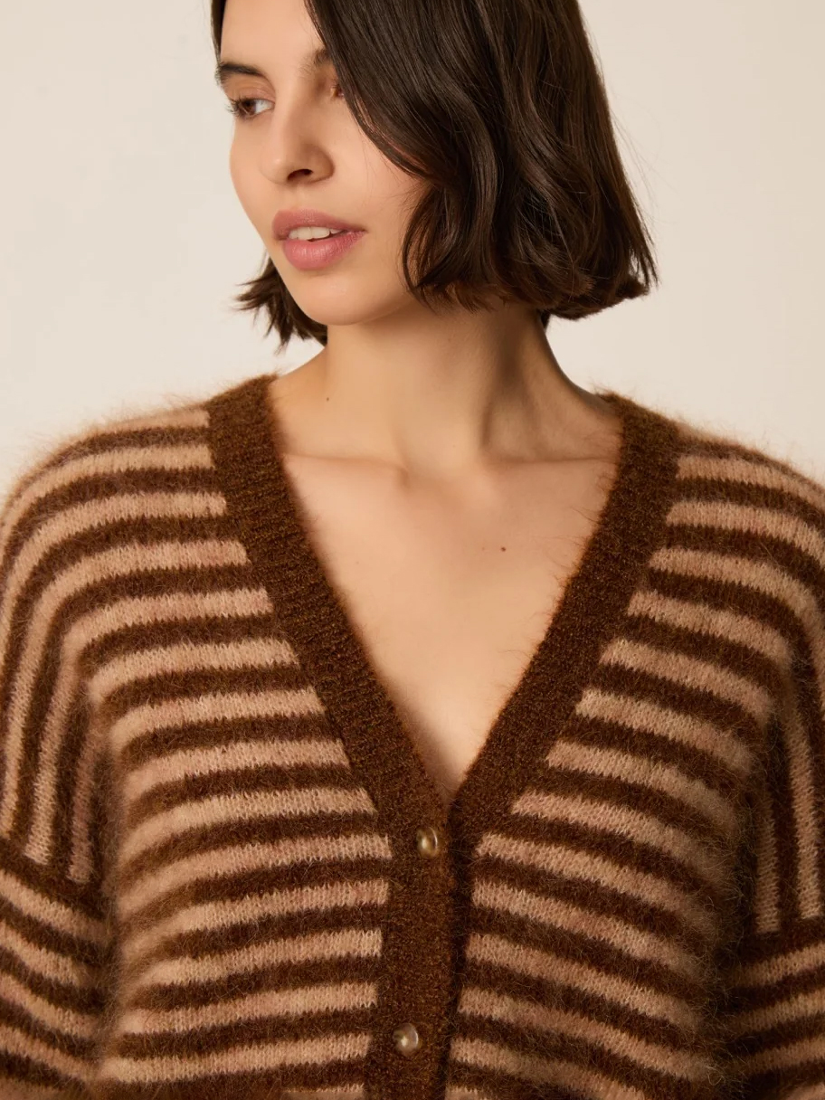 Cardigan - Alvaro, Cognac Chiné / Blush Chiné – Bild 4