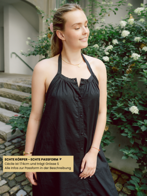 Kleid - Nora Voile Halterneck, Black – Bild 4