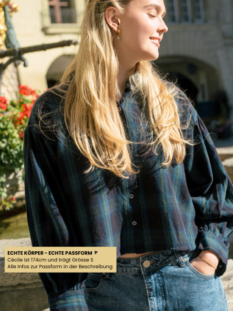 Alternative view of Bluse - Sarah Short, Green Tartan Check