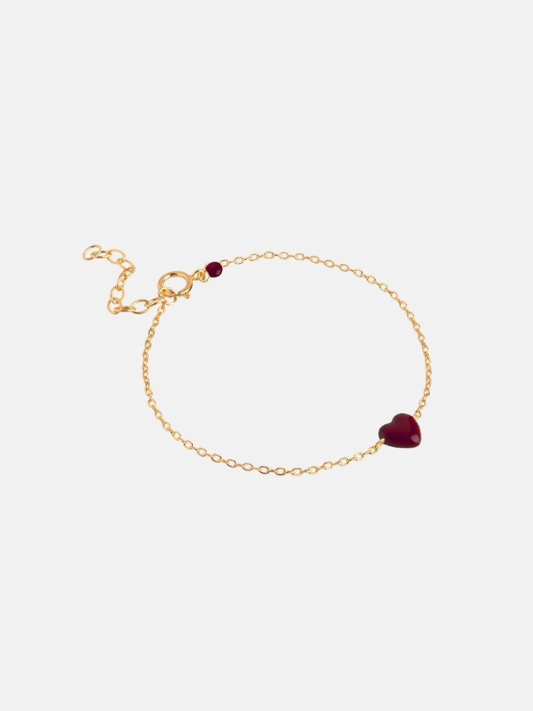 Armband – Amore, Gold/Bordeaux Heart