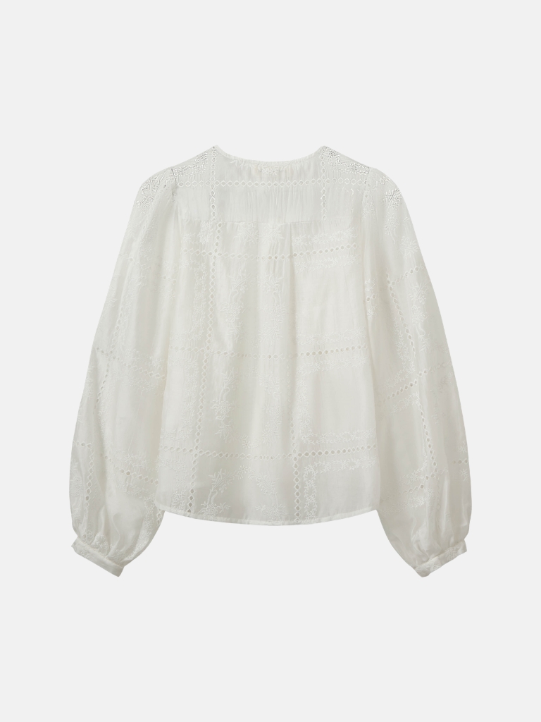 Bluse - CORASW Detailed Embroidery Shirt, Off White – Bild 6