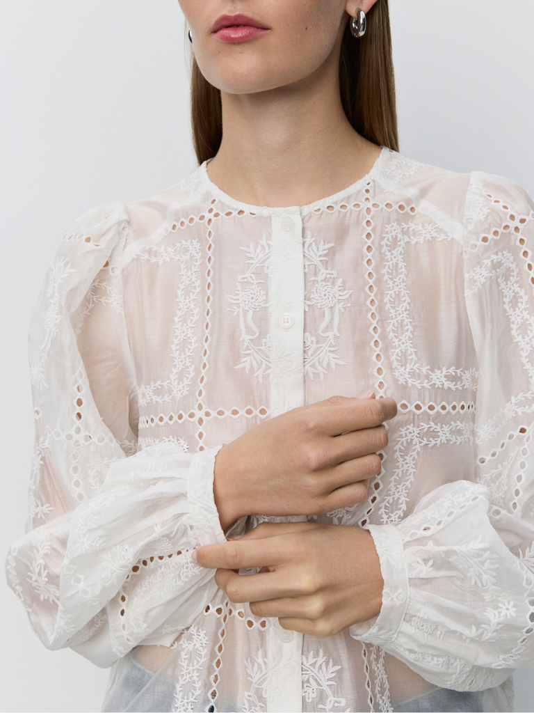 Bluse - CORASW Detailed Embroidery Shirt, Off White – Bild 5
