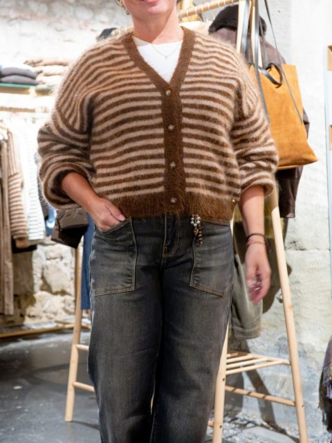 Alternative view of Cardigan - Alvaro, Cognac Chiné / Blush Chiné
