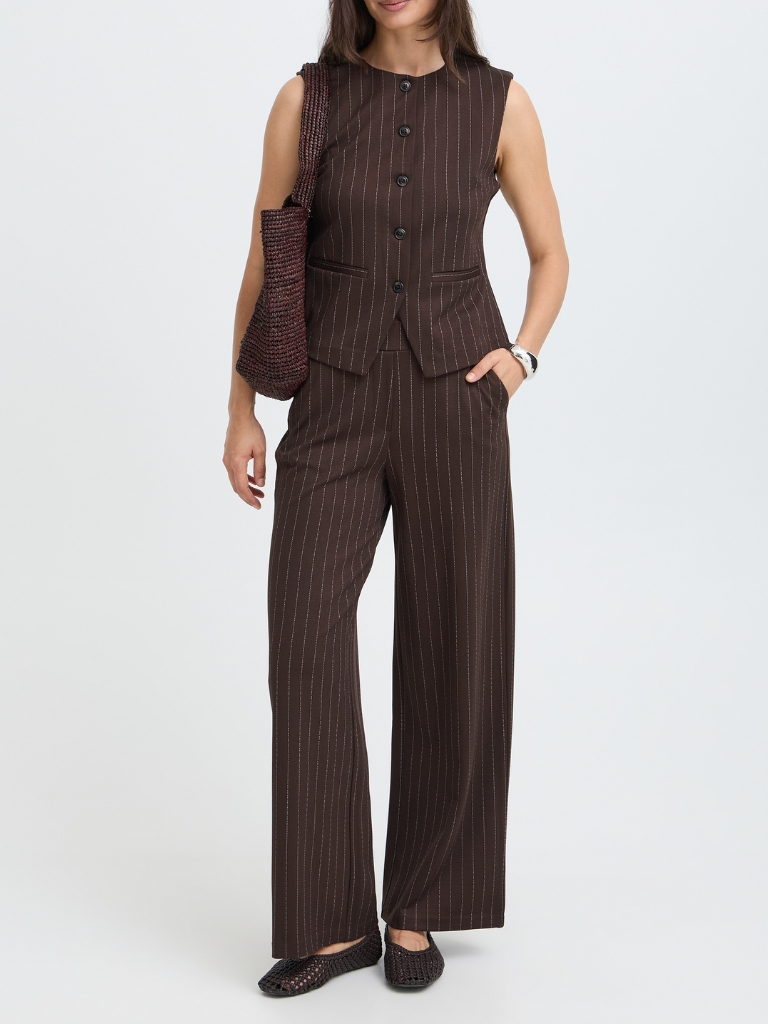 Hose - BYROWAN Wide Pants Stripe, Java Pinstripe