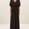 Kleid Long Twill von by-bar in Espresso color