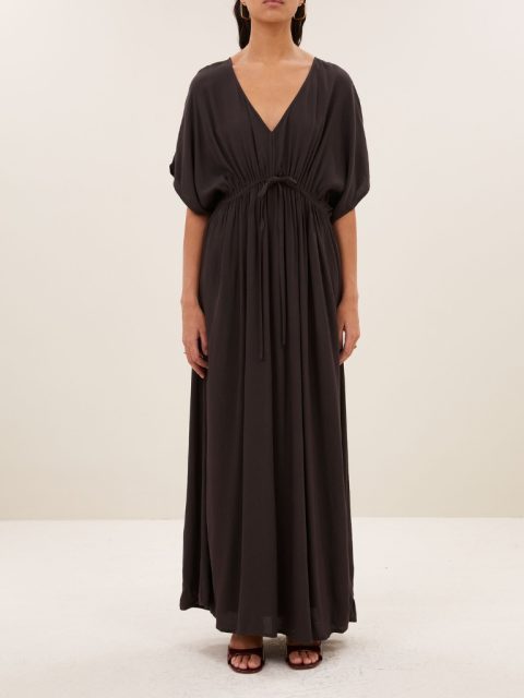 Kleid Long Twill von by-bar in Espresso color