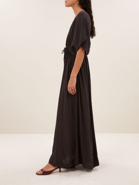 Kleid Long Twill von by-bar in Espresso color