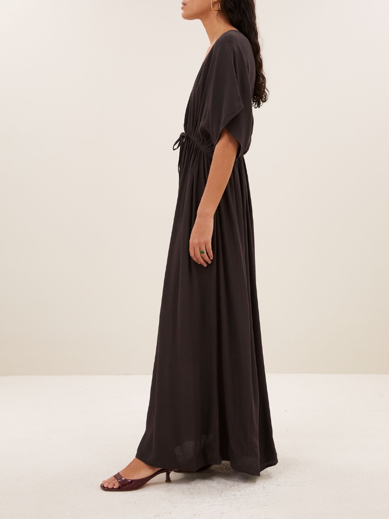 Kleid Long Twill von by-bar in Espresso color