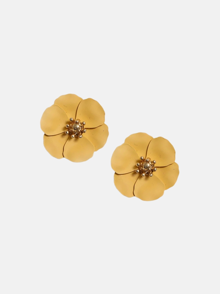 Ohrringe - Flower Small, Matt Yellow