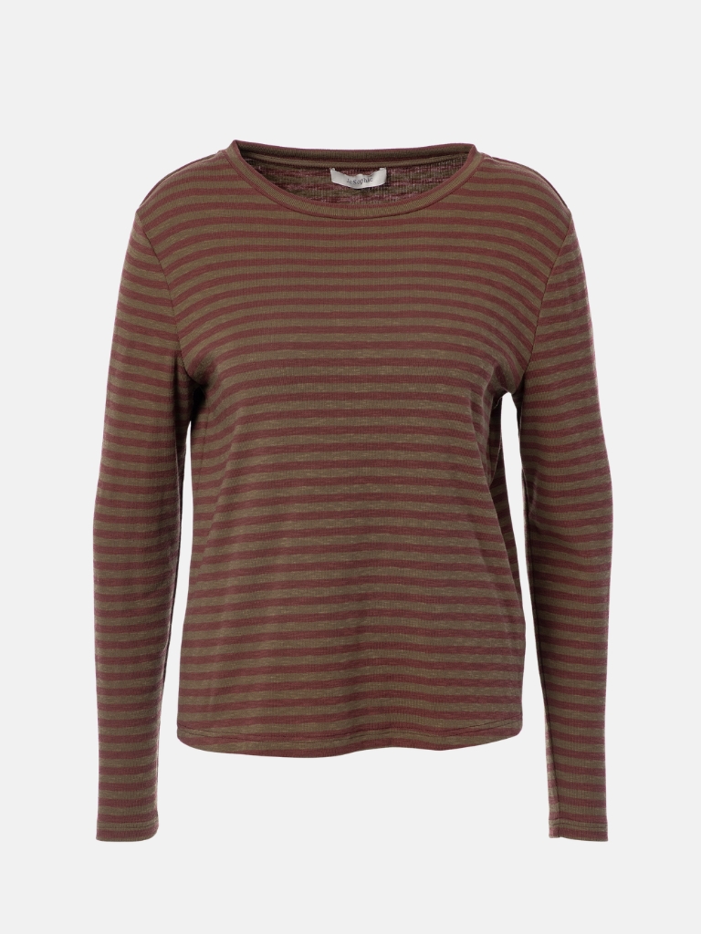 JcSophie T-Shirt- Prisca, Army_Maroon Stripes
