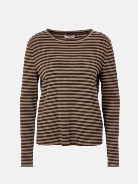 JcSophie T-Shirt- Prisca, Brown_Sage Stripes