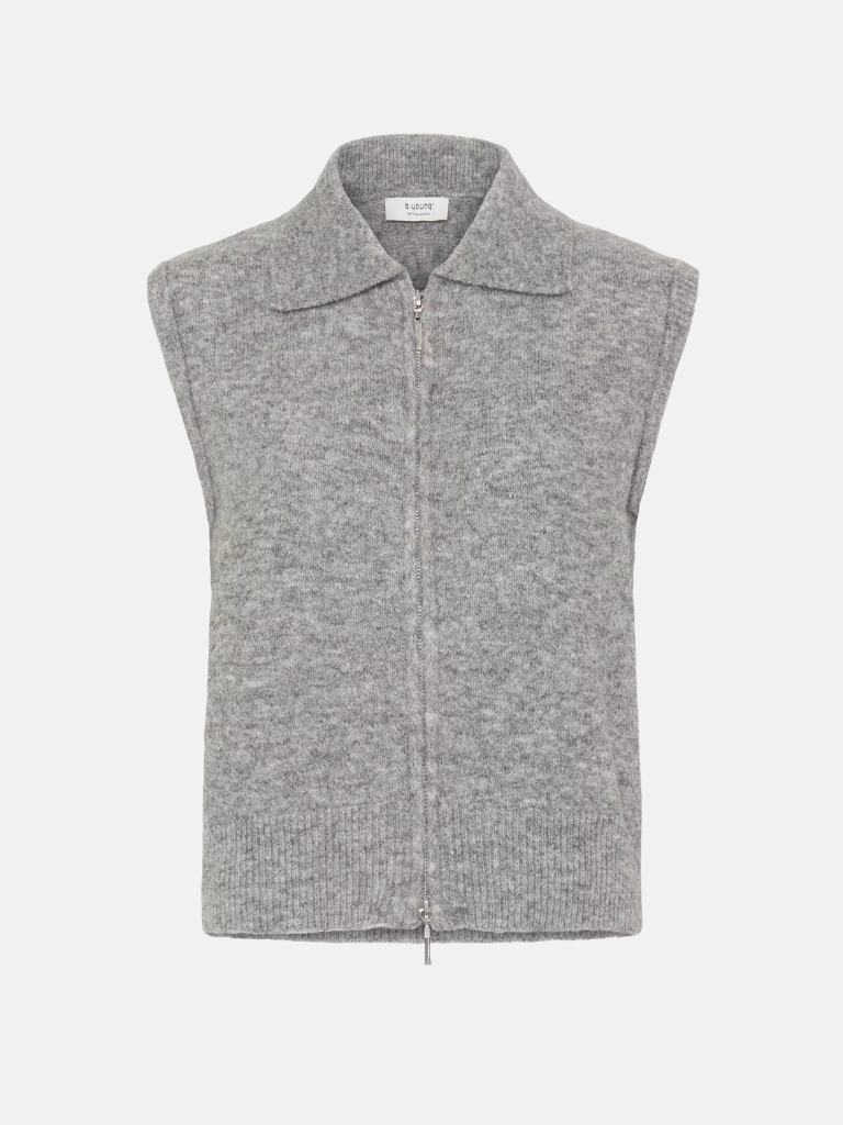 Gilet - Byomea Zipper Slipover, Mid Grey Melange
