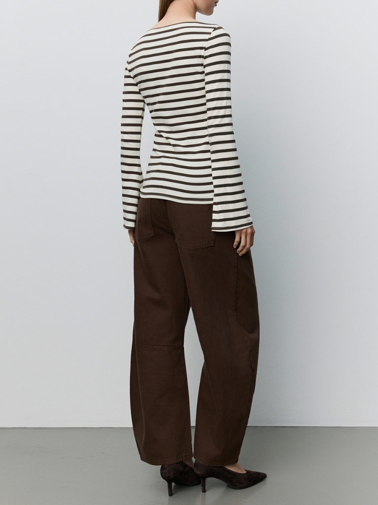 Langarmshirt - CeceSW Boat-Neck Long-Sleeve, Brown Striped – Bild 6