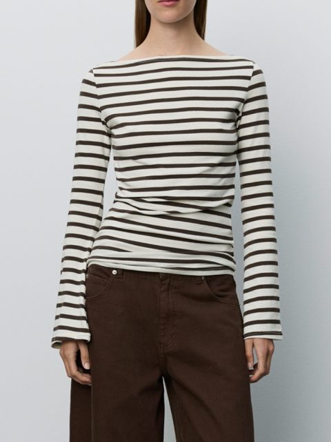 Alternative view of Langarmshirt - CeceSW Boat-Neck Long-Sleeve, Brown Striped