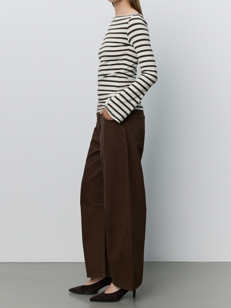 Langarmshirt - CeceSW Boat-Neck Long-Sleeve, Brown Striped – Bild 5
