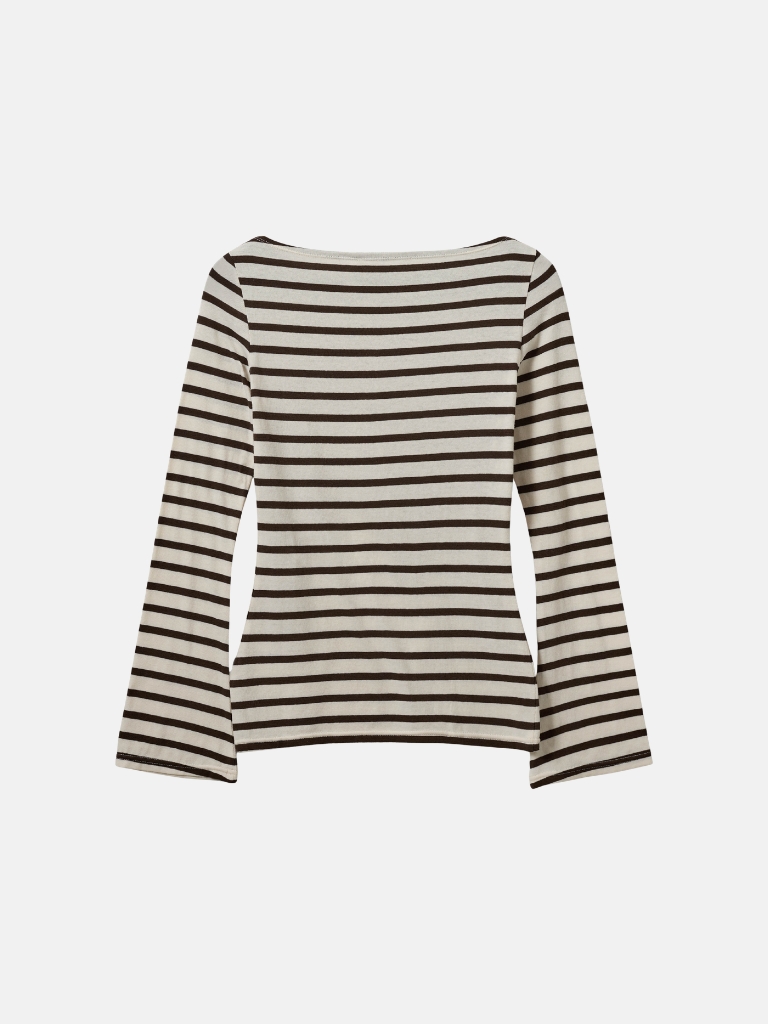 Langarmshirt - CeceSW Boat-Neck Long-Sleeve, Brown Striped – Bild 3