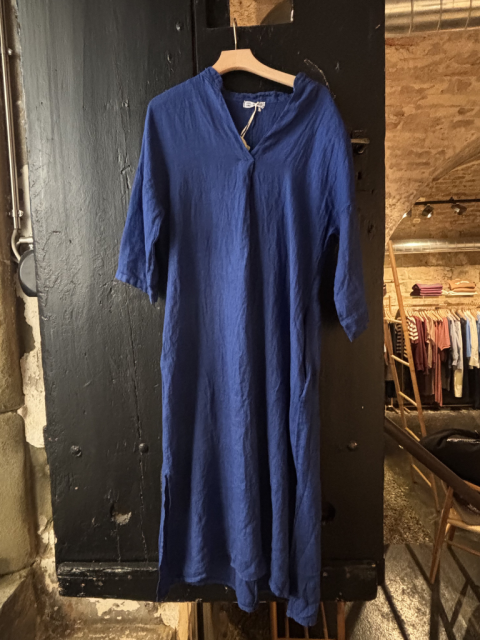 Leinenkleid - Long, Dunkelblau