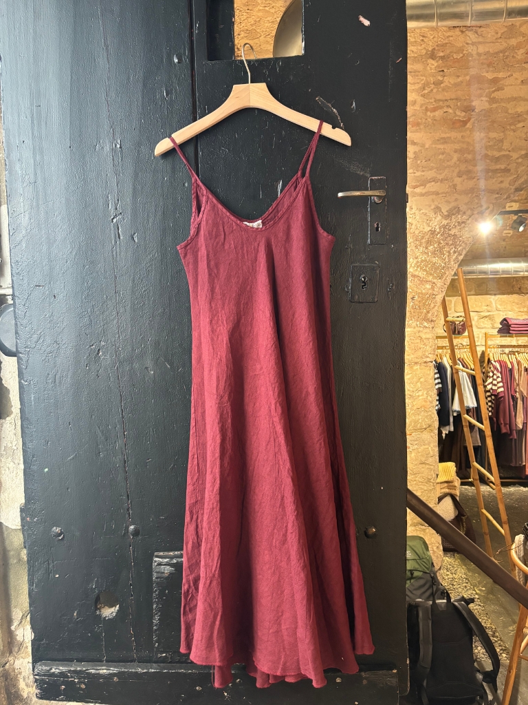 Leinenkleid - Midi, Burgundy