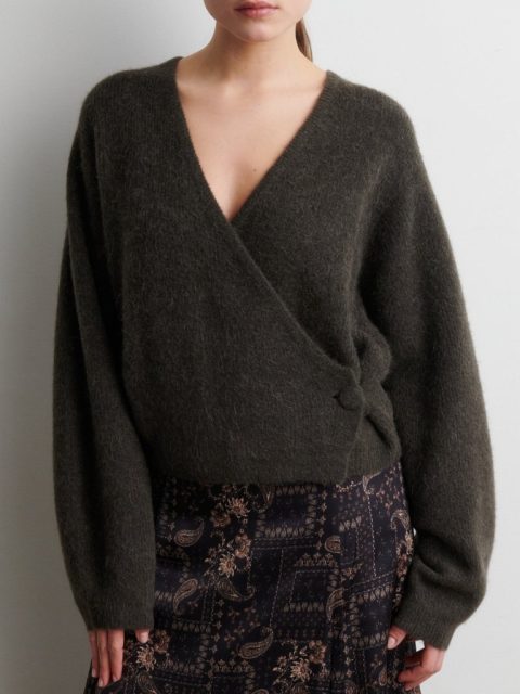 Pullover - Gabby Wrap Knit, Black Olive – Bild 2