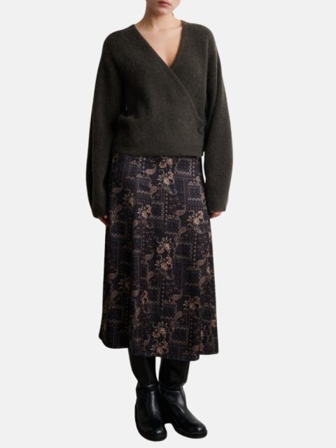 Pullover - Gabby Wrap Knit, Black Olive – Bild 7