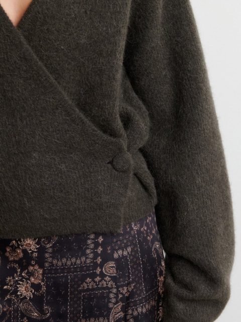 Pullover - Gabby Wrap Knit, Black Olive – Bild 5