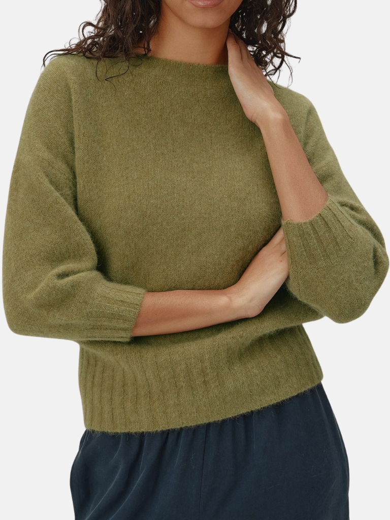 Pullover - Mona Sweater, Olive Green Melange