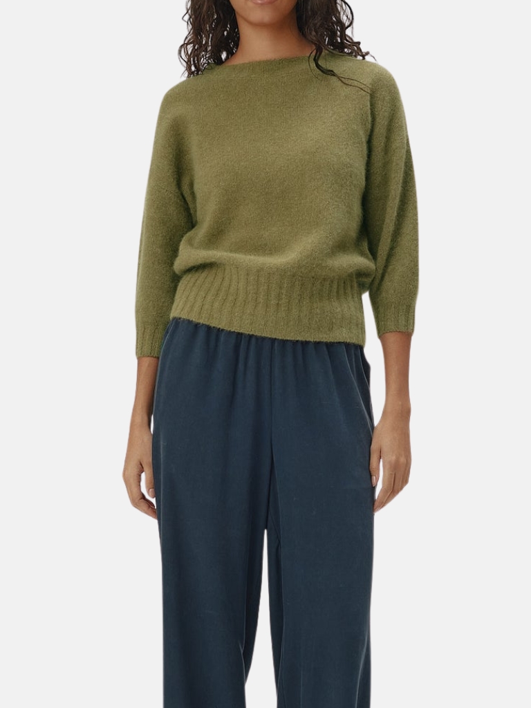 Pullover - Mona Sweater, Olive Green Melange – Bild 2