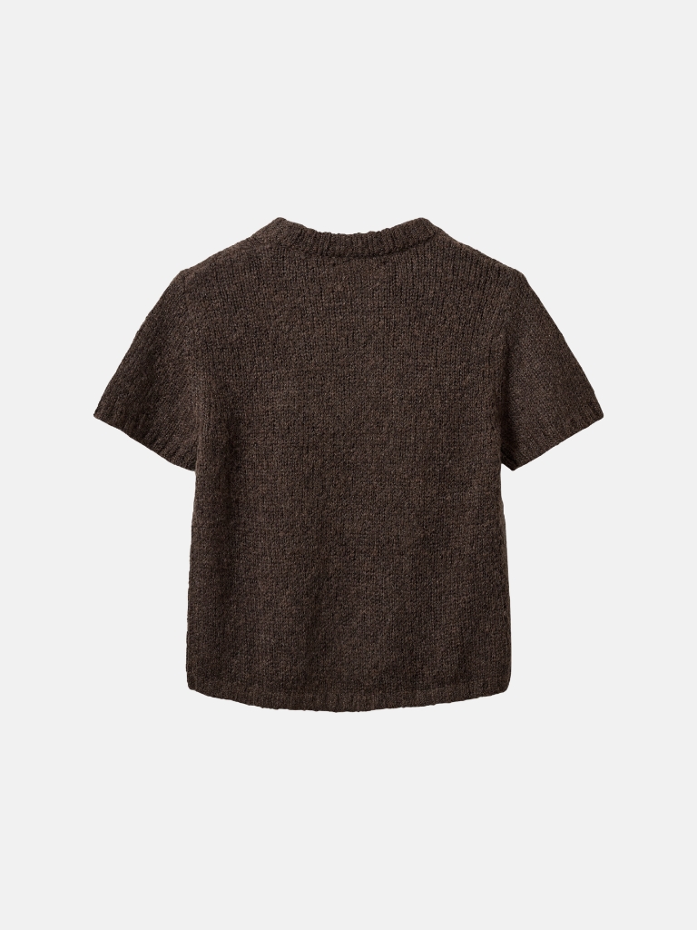 Pullover - SagaSW Short Sleeve Knit, Dark Brown – Bild 7