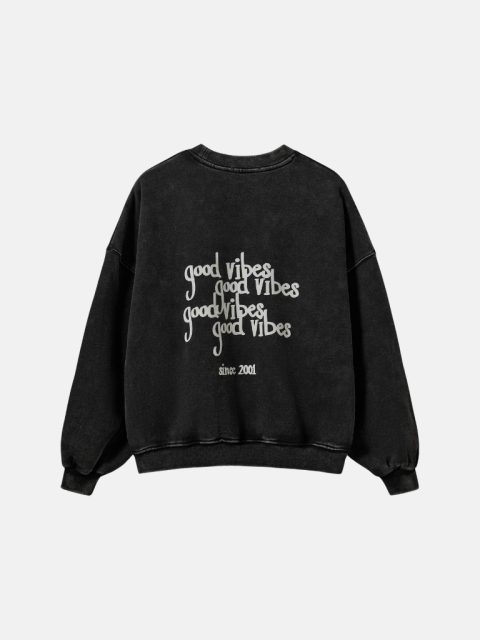 Sweatshirt - ParosSW Oversized Printed, Washed Black – Bild 6