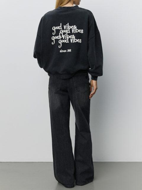 Alternative view of Sweatshirt - ParosSW Oversized Printed, Washed Black