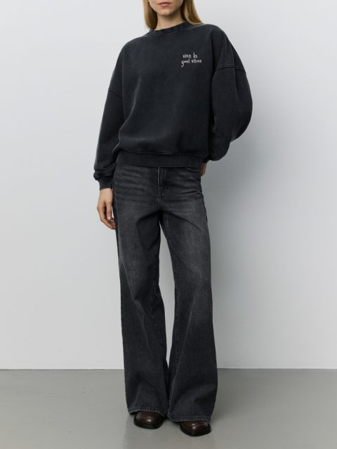 Sweatshirt - ParosSW Oversized Printed, Washed Black – Bild 4