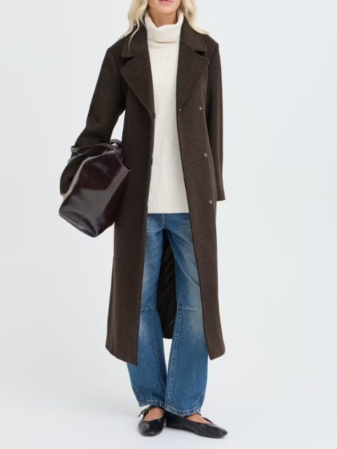 Mantel - BYABONNET Long Coat, Java Melange Brown - 38