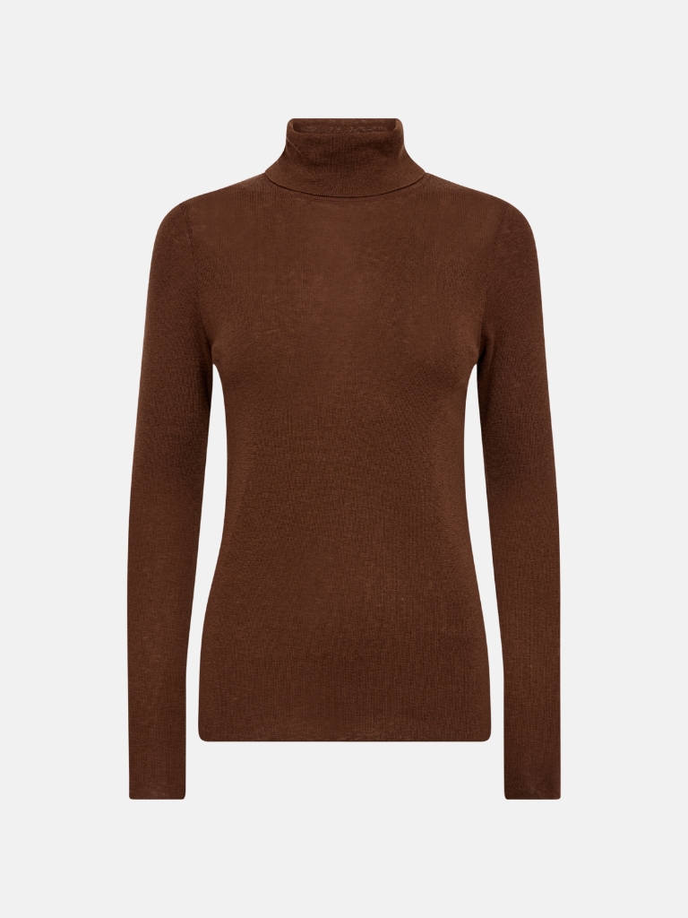 Mos Mosh Pullover - MMBouch Rollneck Knit in Downtown Brown