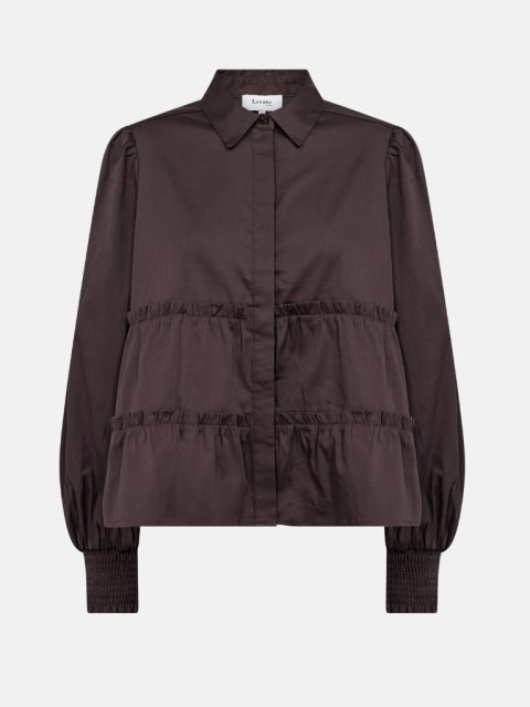 Levete Room Shirt LR Isla Solid 95, Dark Brown
