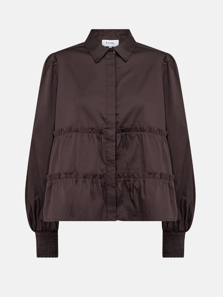 Levete Room Shirt LR Isla Solid 95, Dark Brown